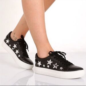 J/Slides Alabama Star Patch Platform Sneaker silver stars 6.5